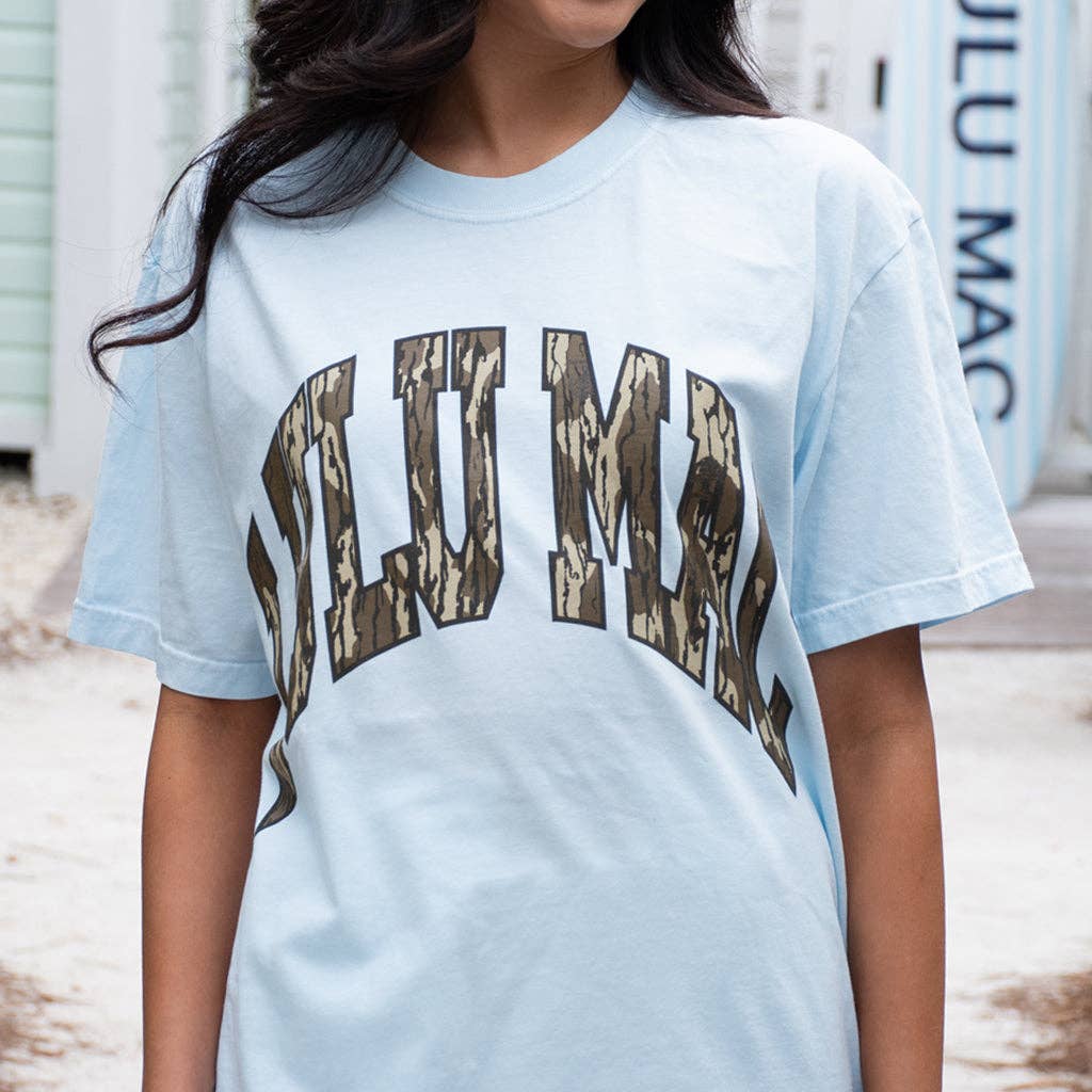 LULU MAC Mossy Oak Bottomland Adult Chambray Comfort Colors Mossy Oak Tee: