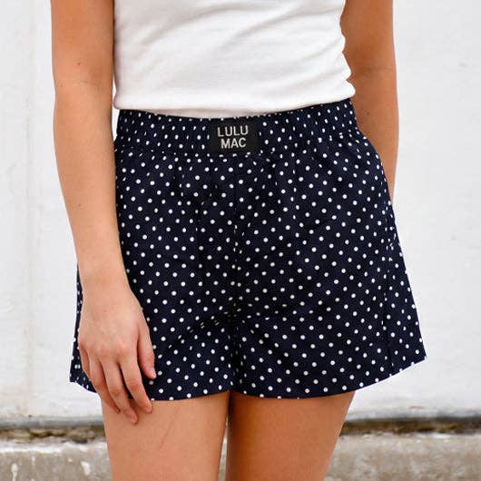 LULU MAC NAVY MINI POLKA DOT BOXER