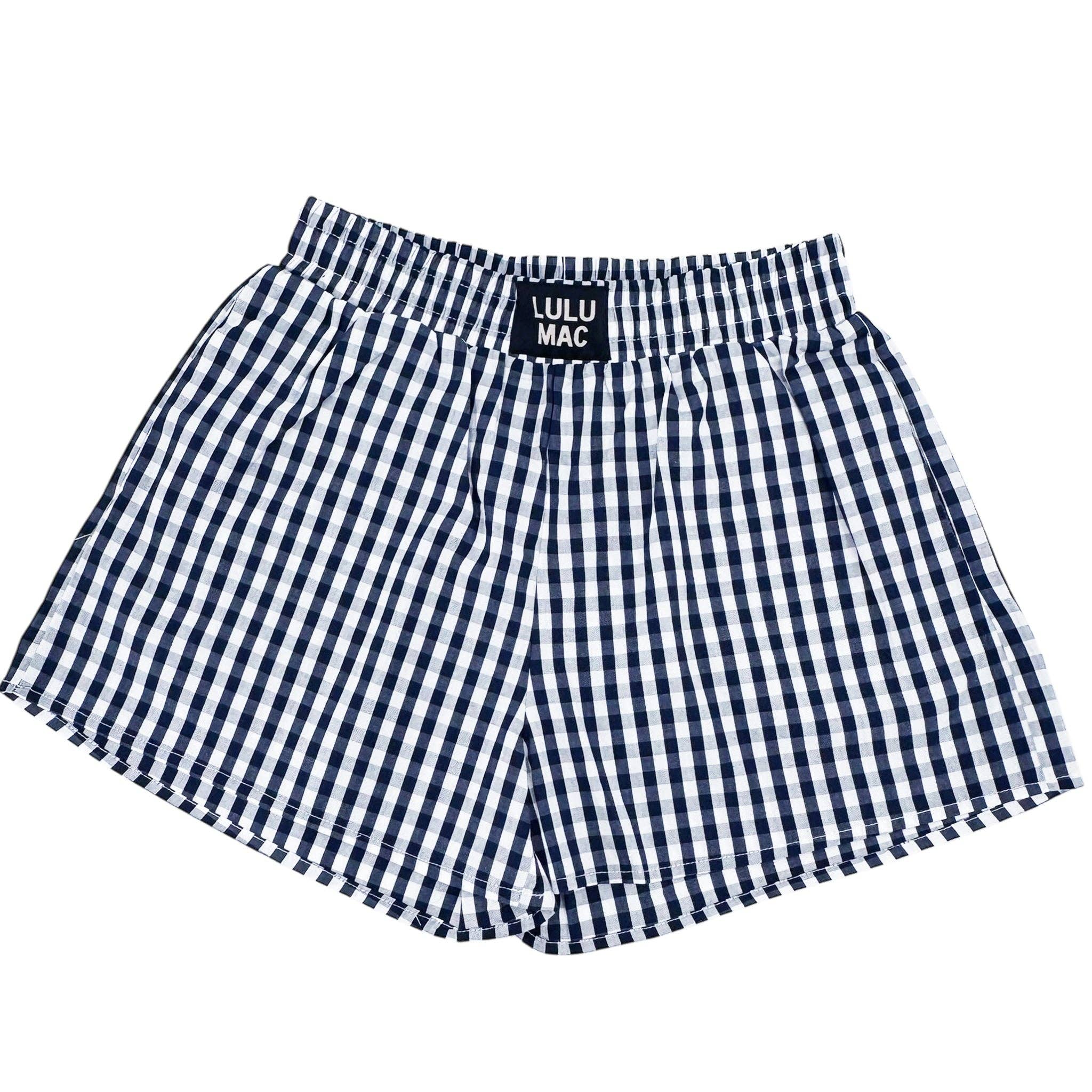 LULU MAC-NAVY GINGHAM BOXER SHORT
