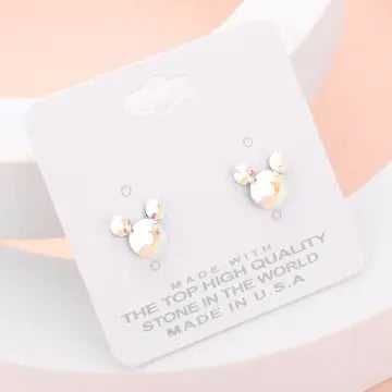 Mouse Character Stud Earrings - AB