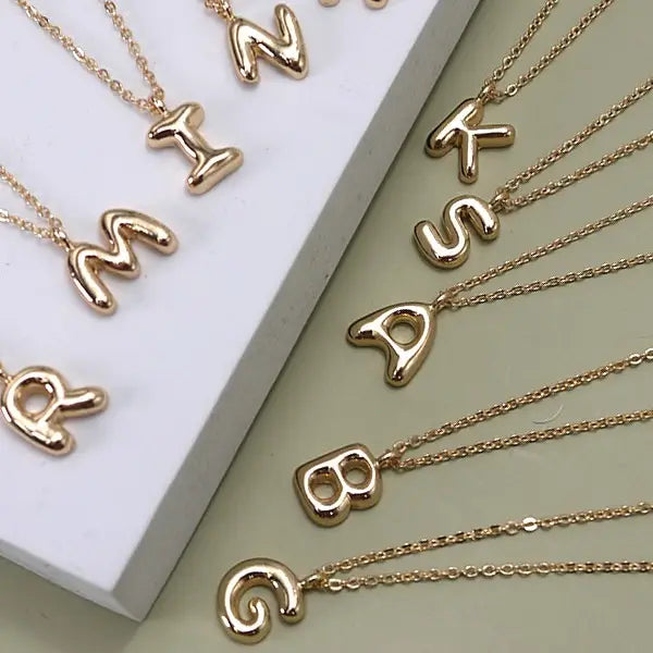 Balloon Bubble Personalized Initial Necklace - A