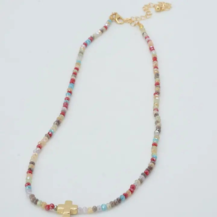 CN4369 Cross Pendant Necklace: Multi 15