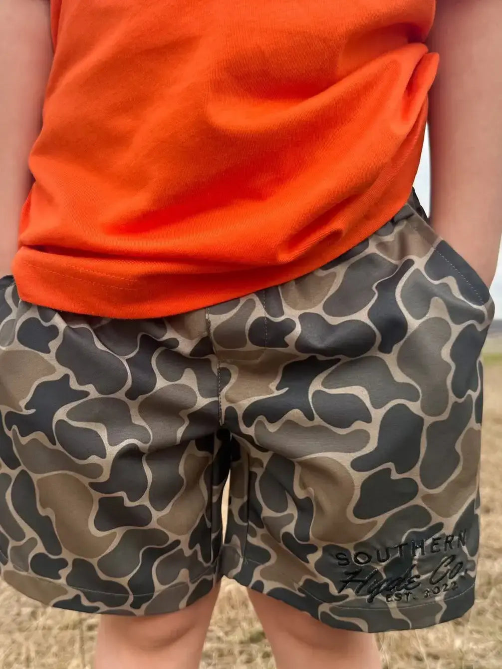 Brown Retro Camo Shorts Youth