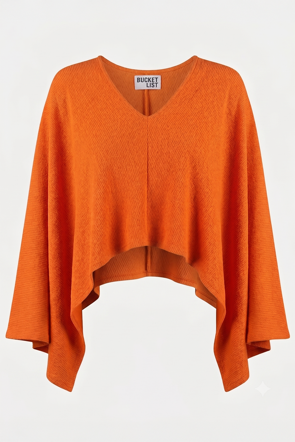 Structured Crepe Asymmetrical Poncho Top: Orange