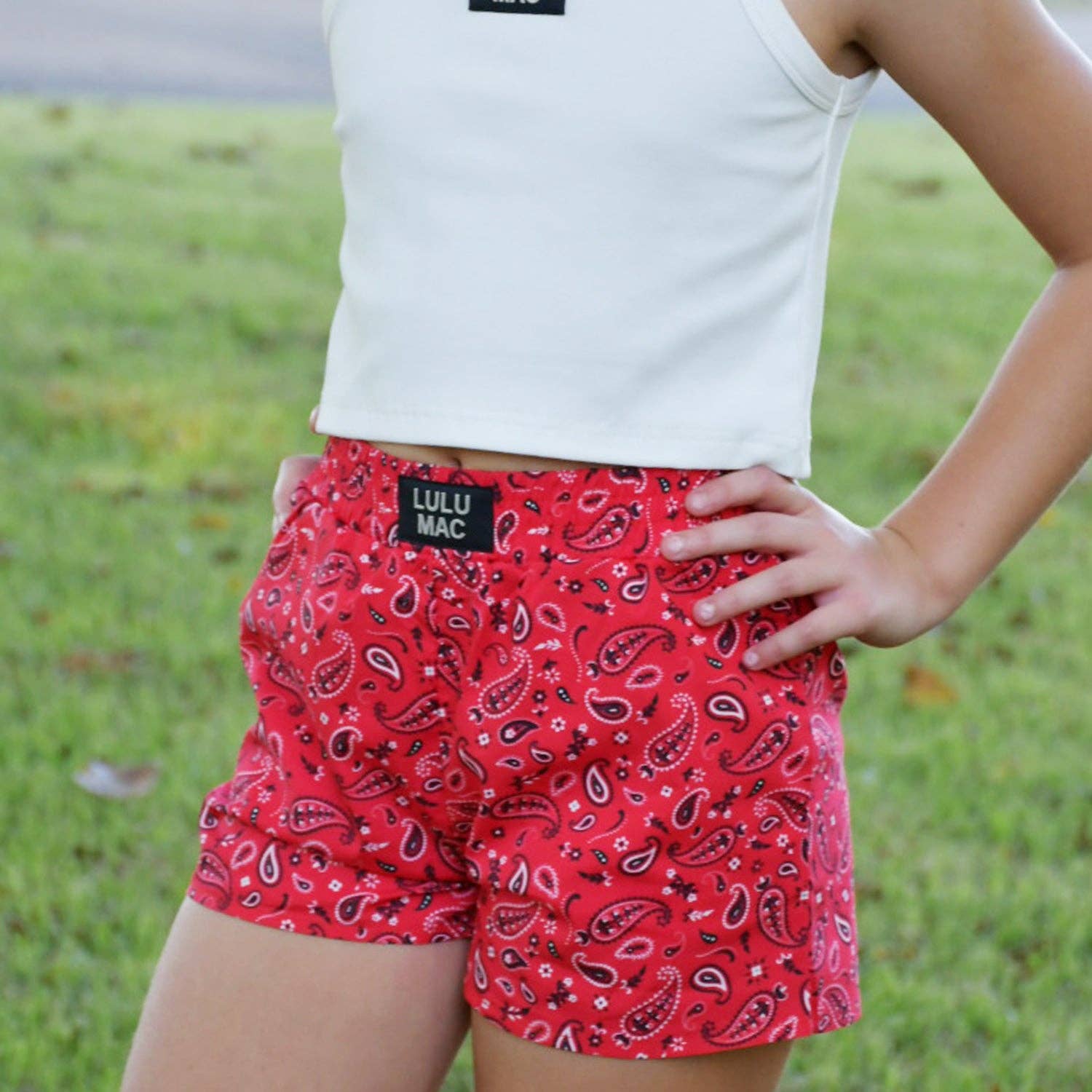 LM-KSH-1001-Red Bandana KIDS SHORTS: Red Bandana